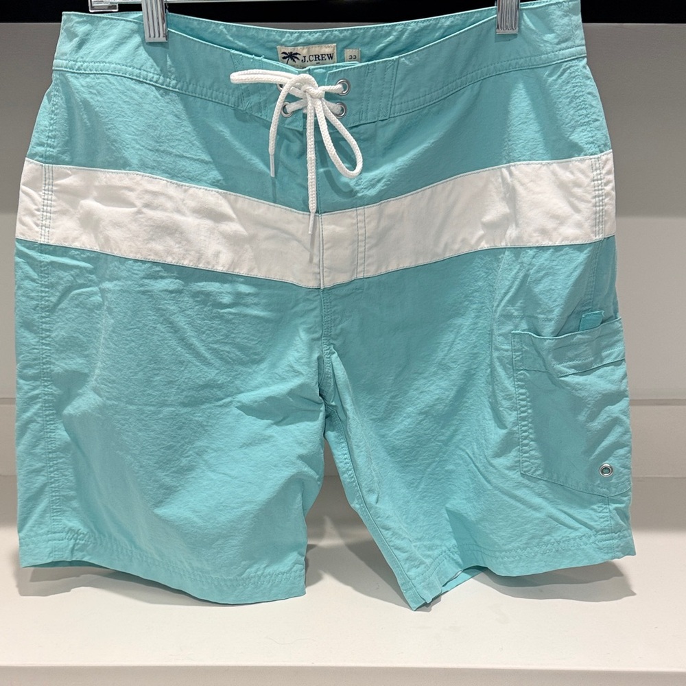 J. Crew Men's Turquoise and White Board Shorts